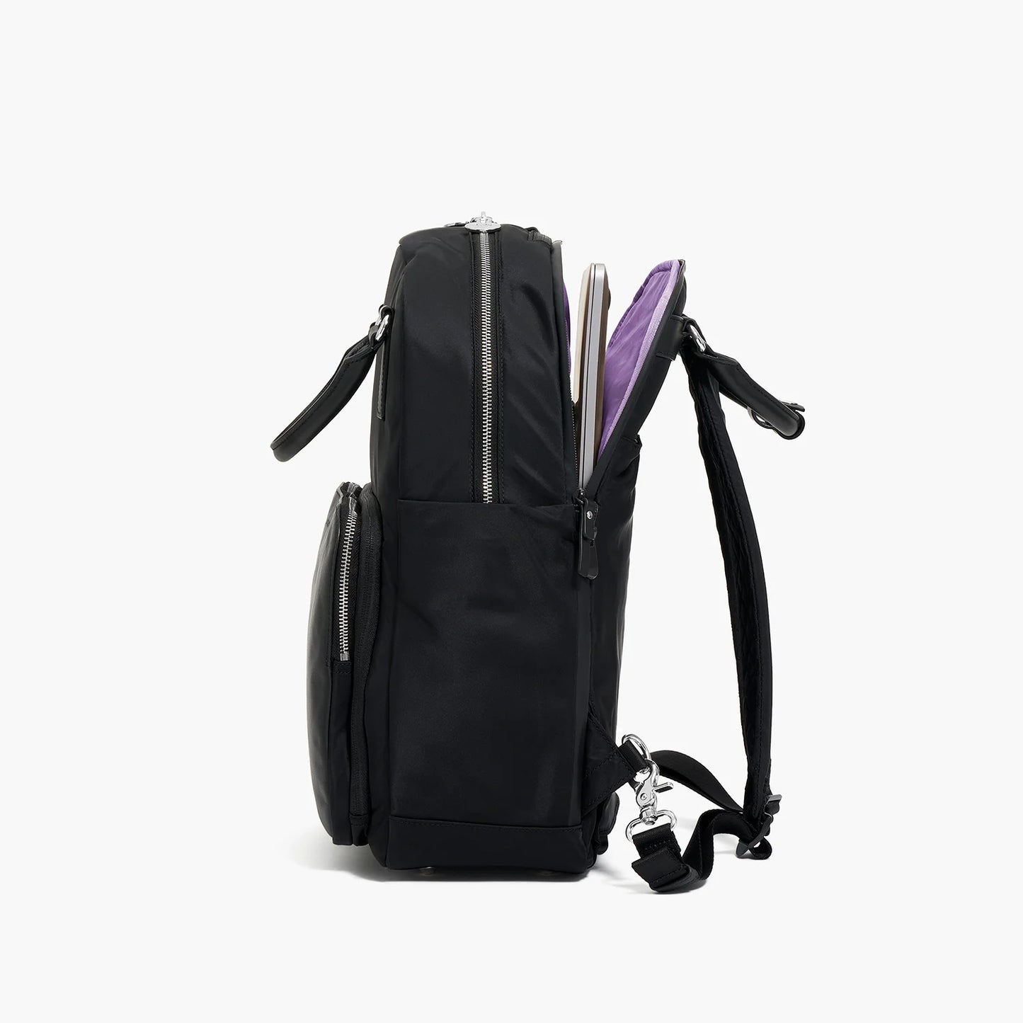 Lauren Hand Bag Inc Rowledge 2 Nylon Backpack Tote - Black/Silver/Lavender