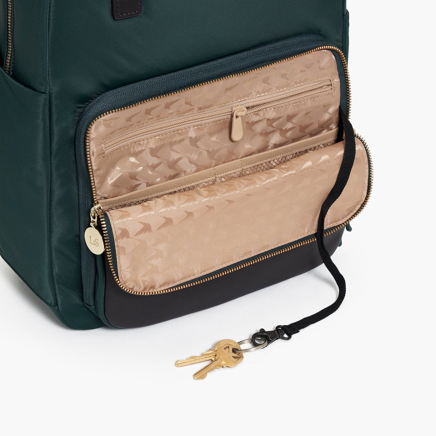 Lauren Hand Bag Inc Rowledge 2 Nylon Backpack Tote - Dark Green/Gold/Camel
