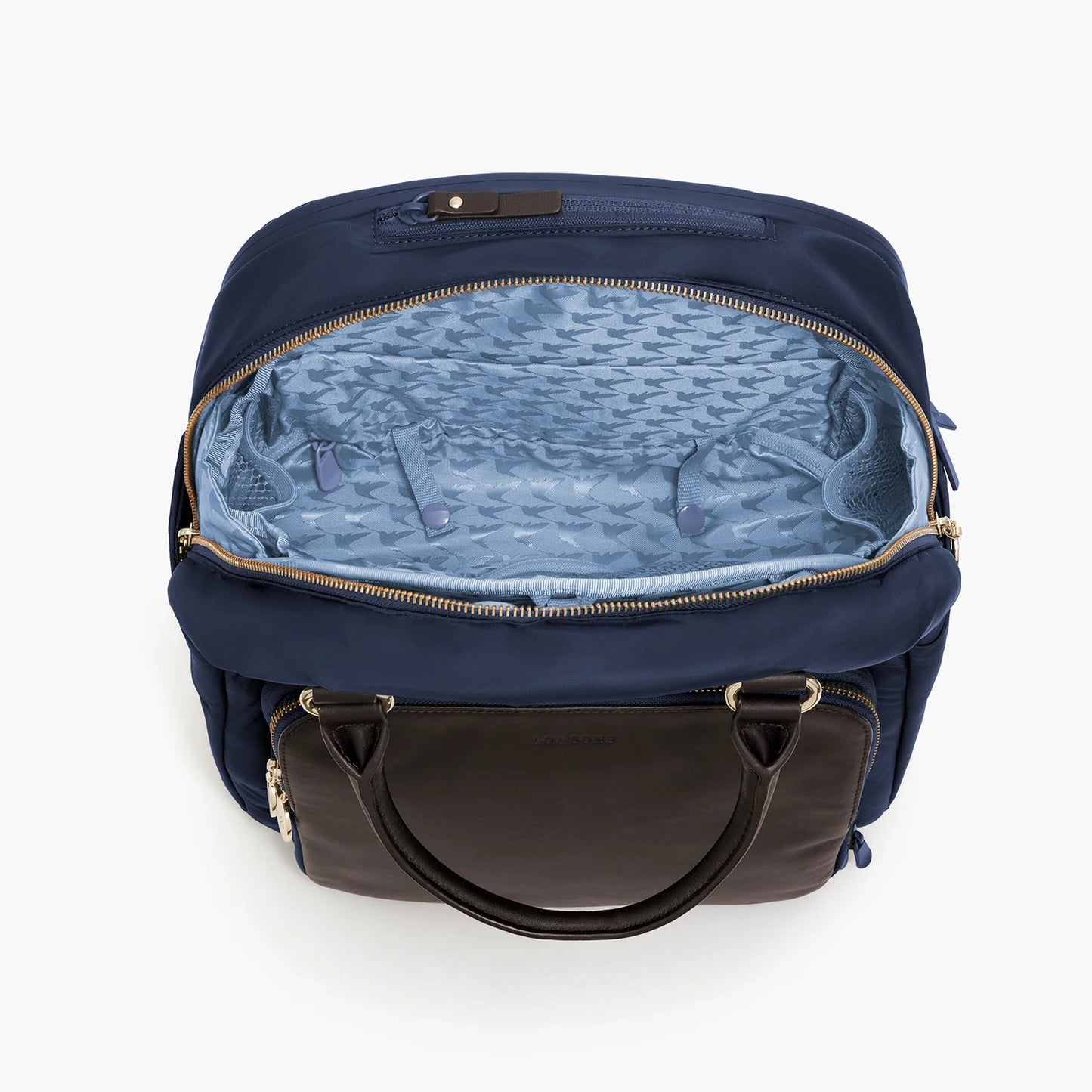 Lauren Hand Bag Inc Rowledge 2 Nylon Backpack Tote - Deep Navy / Gold / Azure