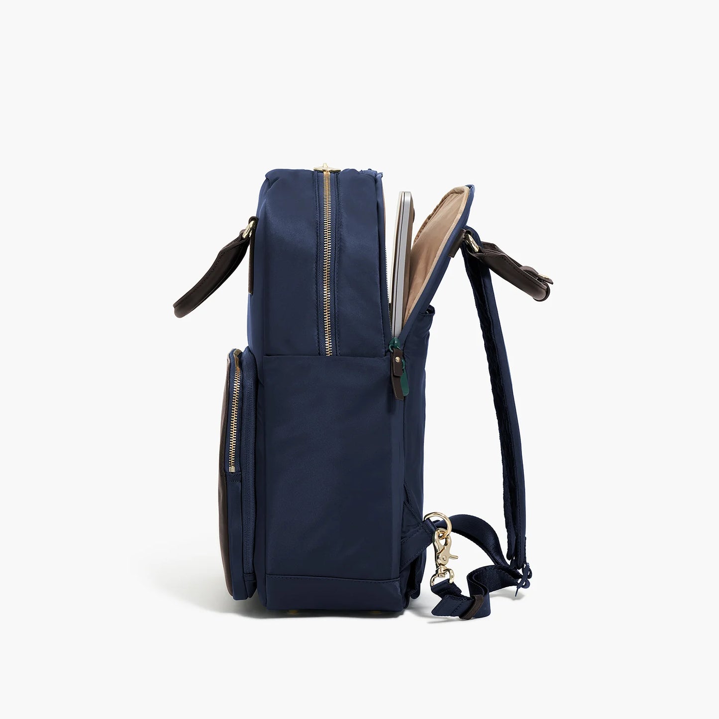 Lauren Hand Bag Inc Rowledge 2 Nylon Backpack Tote - Deep Navy / Gold / Camel