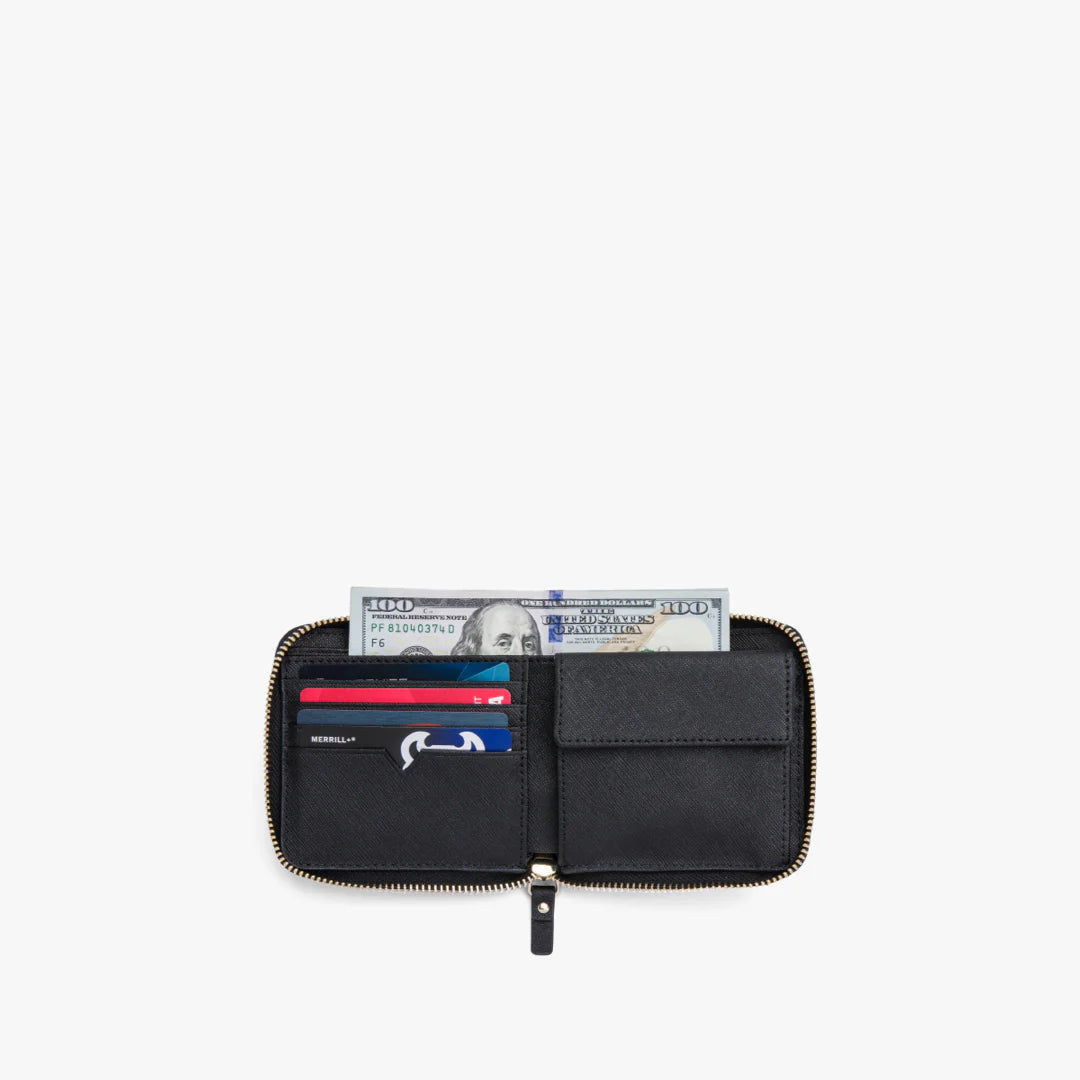 Lauren Hand Bag Inc Saffiano Leather Small Wallet in Black, Gold, and Grey