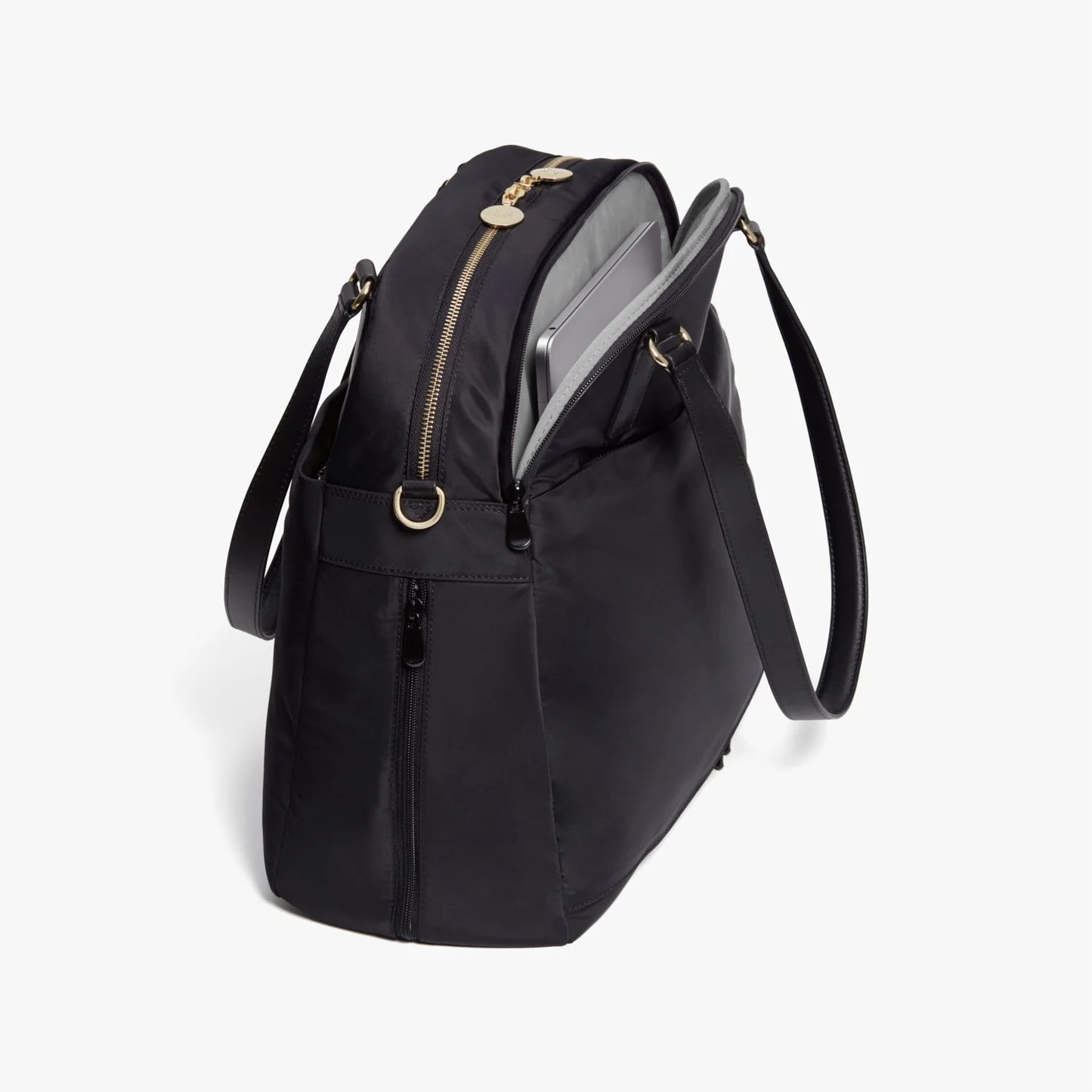 Lauren Hand Bag Inc nylon laptop bag black gold grey interior view