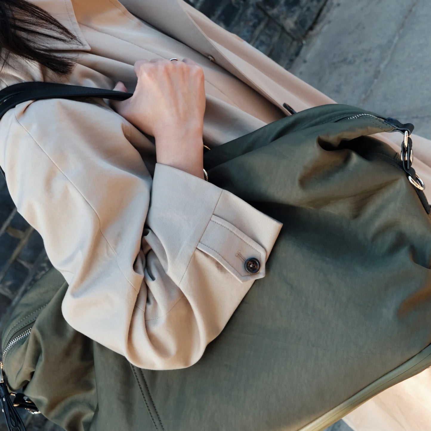 Lauren Hand Bag Inc Recycled Nylon Weekender Bag - Green/Gold/Camel