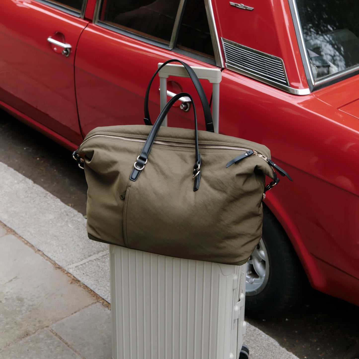 Lauren Hand Bag Inc Recycled Nylon Weekender Bag - Green/Gold/Camel
