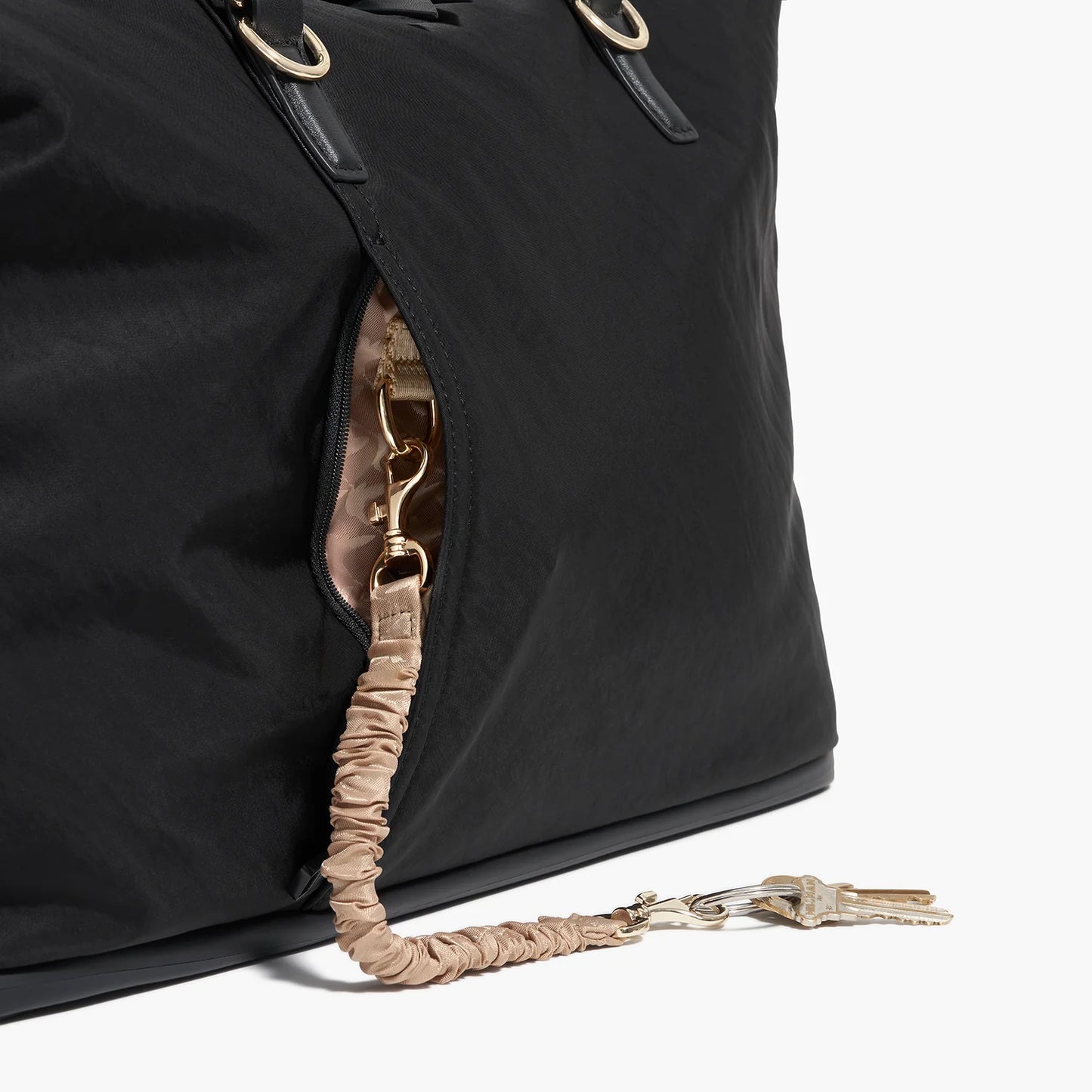 Lauren Hand Bag Inc Weekender - Recycled Nylon in Black/Gold/Camel