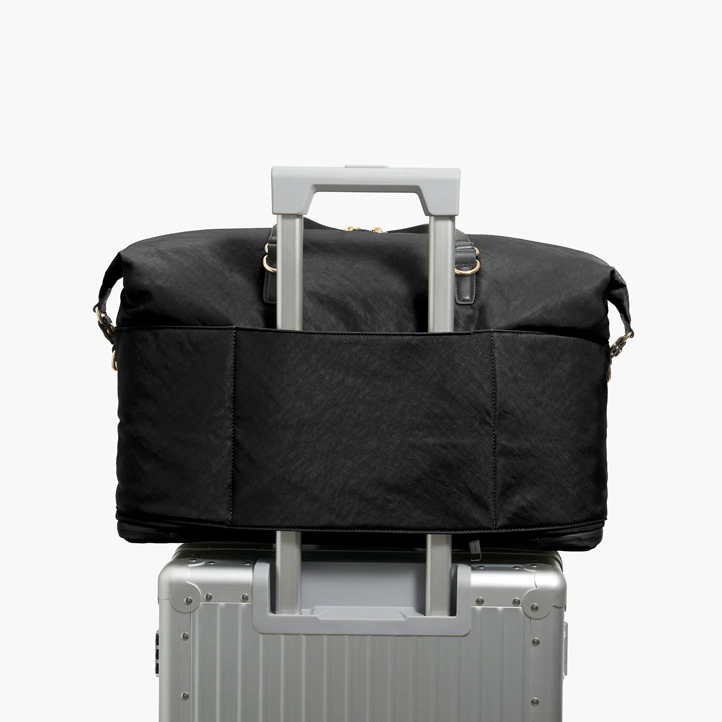 Lauren Hand Bag Inc Weekender - Recycled Nylon in Black/Gold/Camel