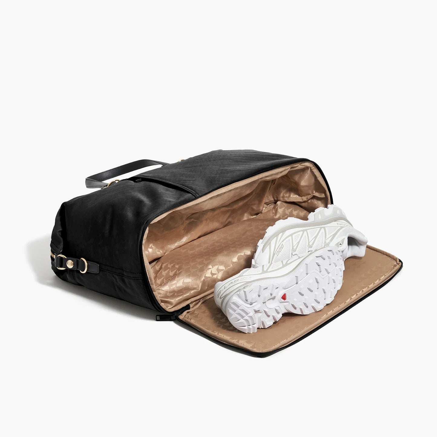 Lauren Hand Bag Inc Weekender - Recycled Nylon in Black/Gold/Camel