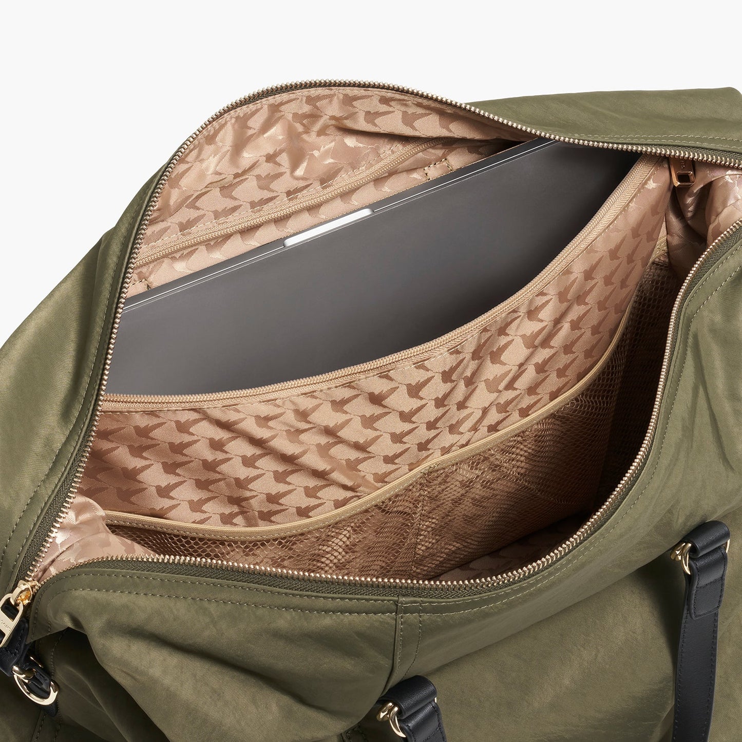 Lauren Hand Bag Inc Recycled Nylon Weekender Bag - Green/Gold/Camel