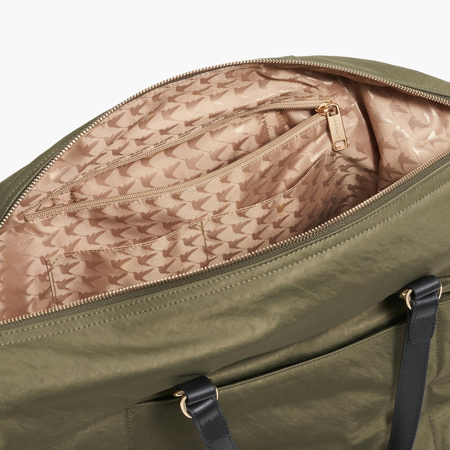 Lauren Hand Bag Inc Recycled Nylon Weekender Bag - Green/Gold/Camel