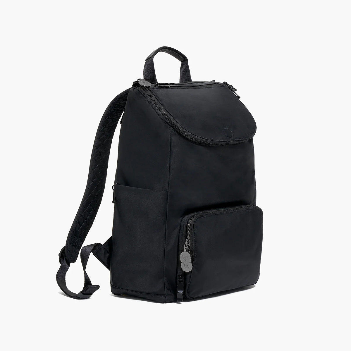 Lauren Hand Bag Inc nylon backpack black gunmetal grey side view