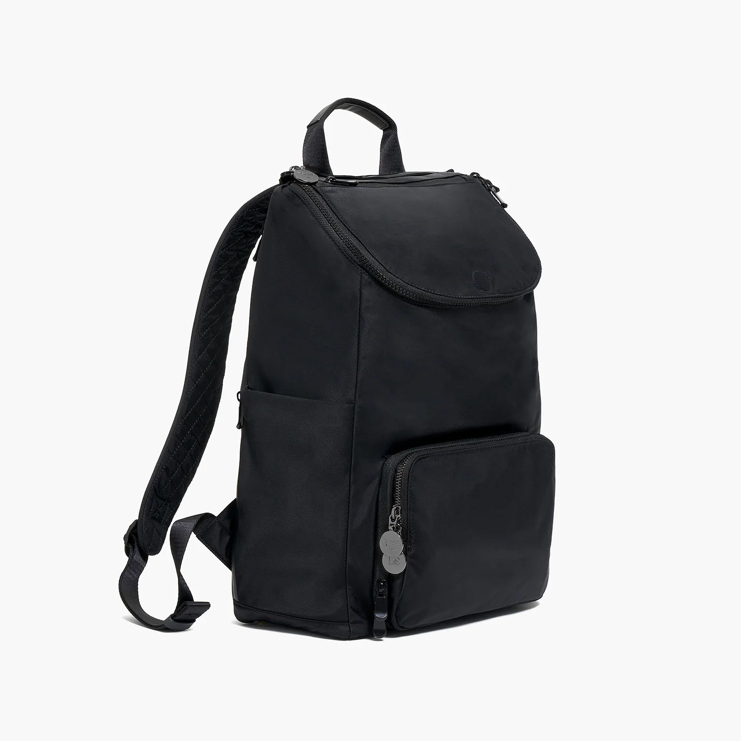 Lauren Hand Bag Inc nylon backpack black gunmetal grey side view