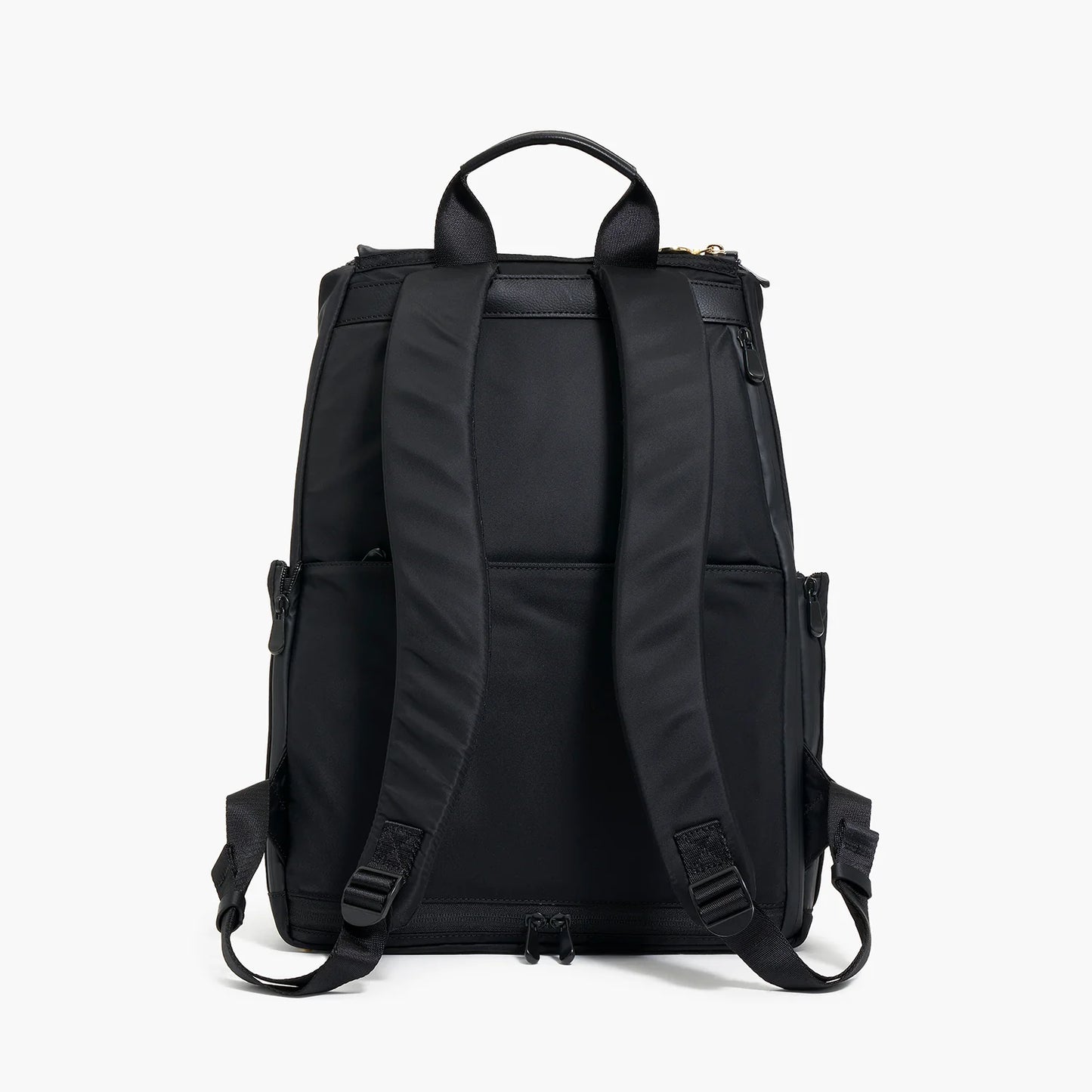 Lauren Hand Bag Inc nylon backpack black gold camel back view