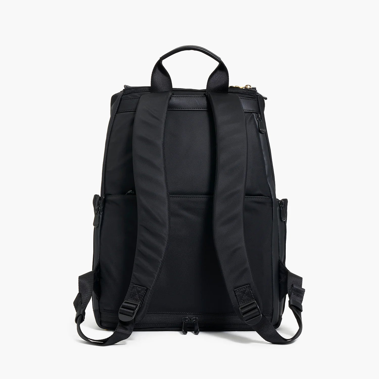 Lauren Hand Bag Inc nylon backpack black gold camel back view
