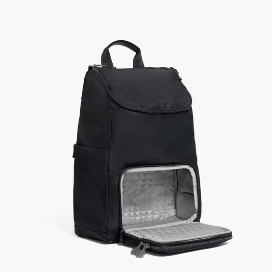 Lauren Hand Bag Inc nylon backpack black gunmetal grey front view