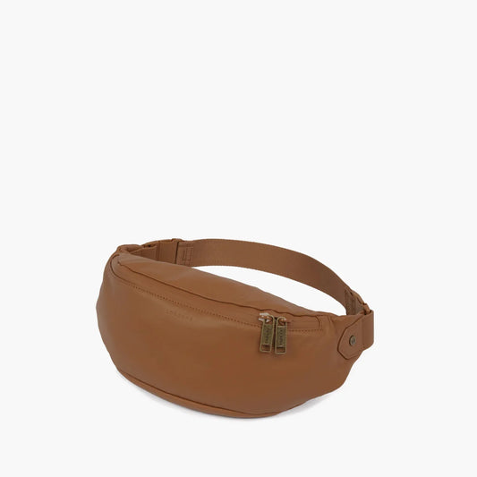 Lauren Hand Bag Inc vegan leather fanny pack sling bag cognac front view
